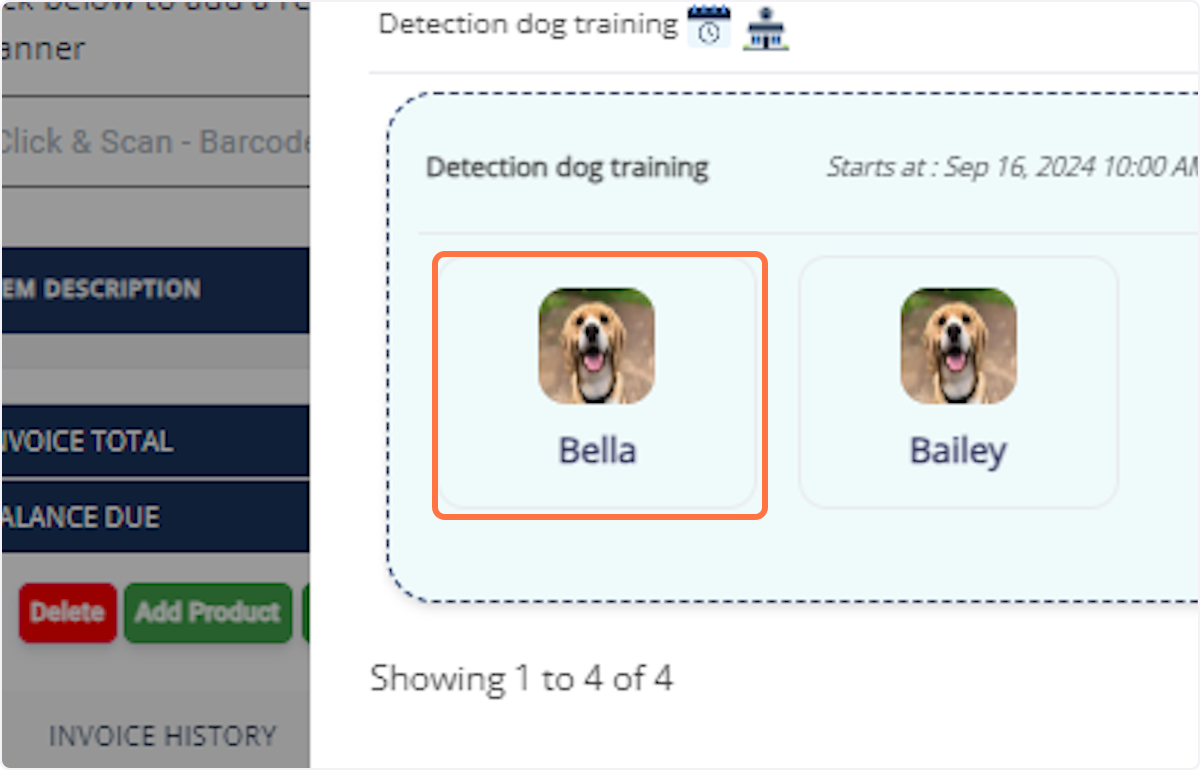 Select Service and Pet: Choose the training service and the pet.