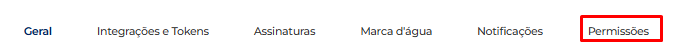 Aba de Permissões