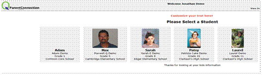 Student selection screen