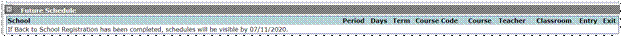 screen shot of custom message saying schedules will be vsible by a certain date