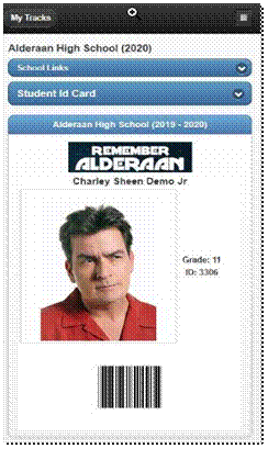 Electronic Student ID as shown on the StudentConnection phone application