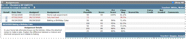 screen shot of assignment with notepad icon opened showing assignment details entered by teacher