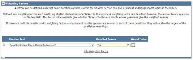 Weighting factors
