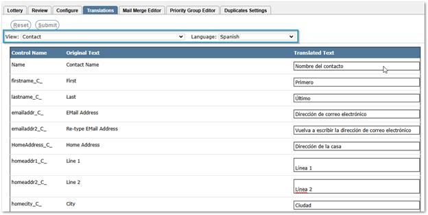 Translation interface for manual translations
