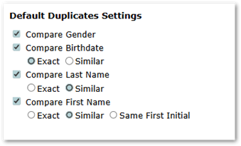 Duplicate Settings