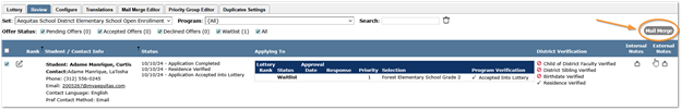 Review tab - Mail Merge option