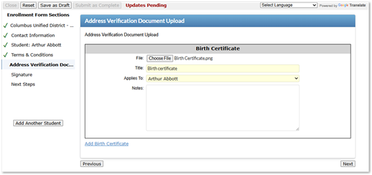 Upload documents
