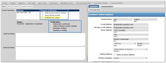 Selected record to review - verification checkboxes highlighted