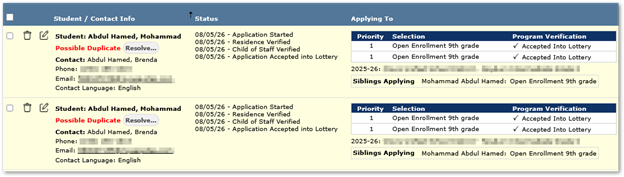 Potential duplicates shown