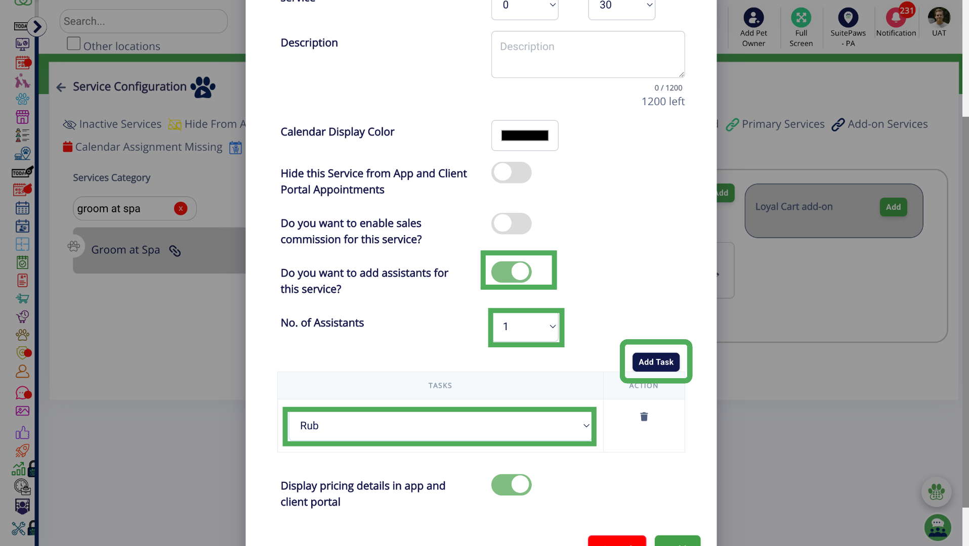Adding assistants at the staff-based service level