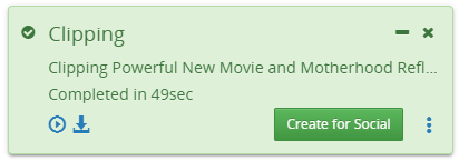 Review and Share button on the completed clip pop-up notification