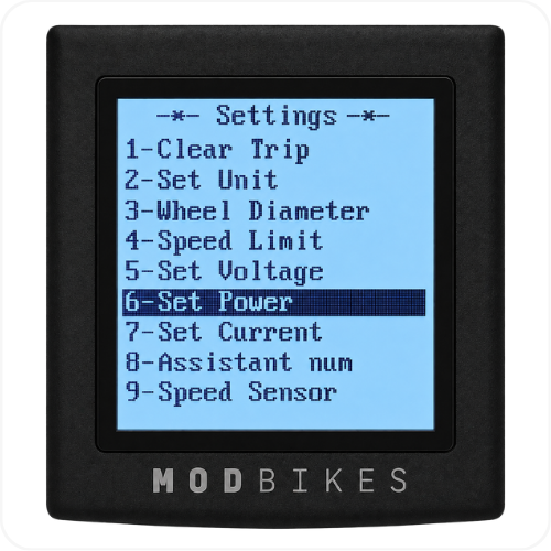 Set Power menu on the monochrome display