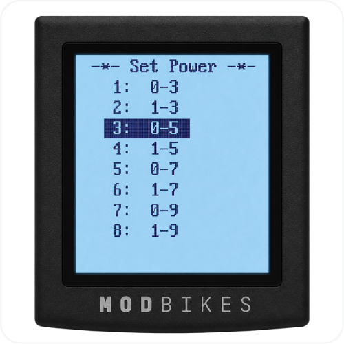 Set Power set to 3: 0-5