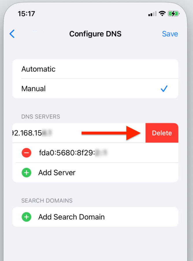 Eliminare il server DNS