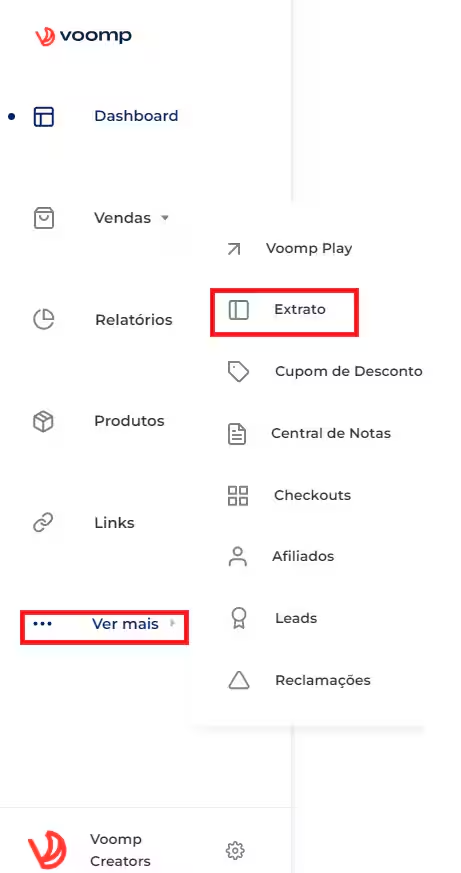 Tela de extrato