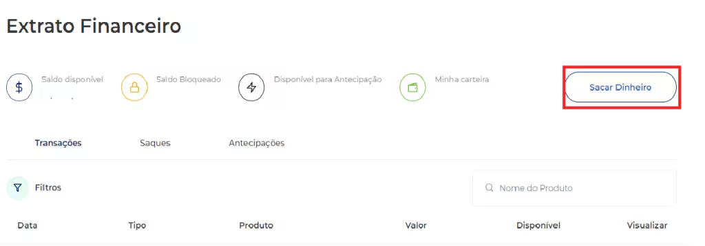 Botão de saque