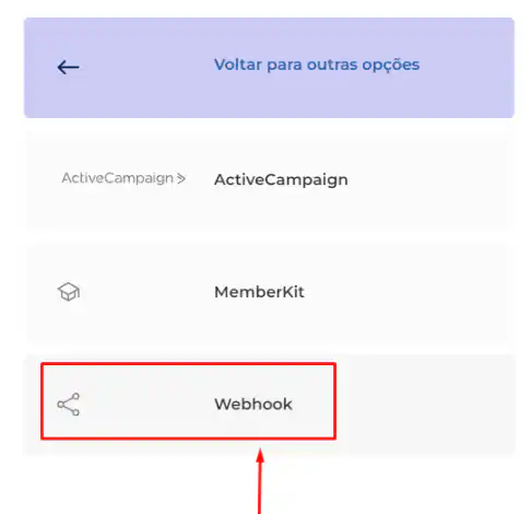 Selecionar Webhook