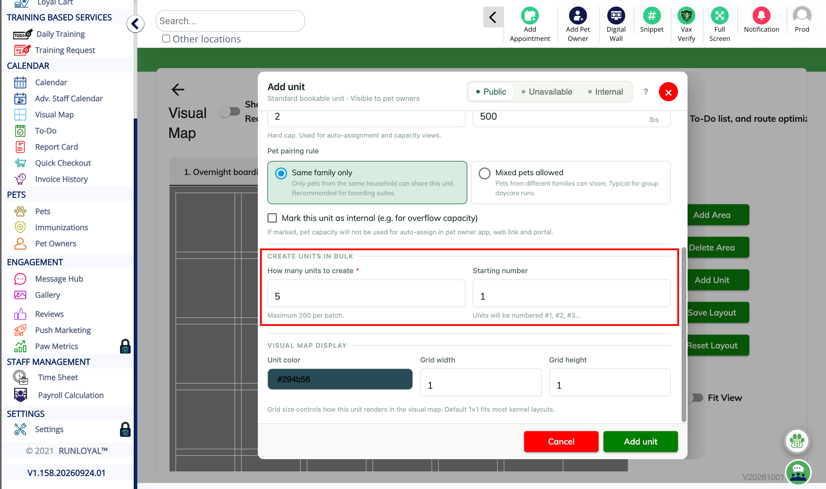 Create Units in Bulk