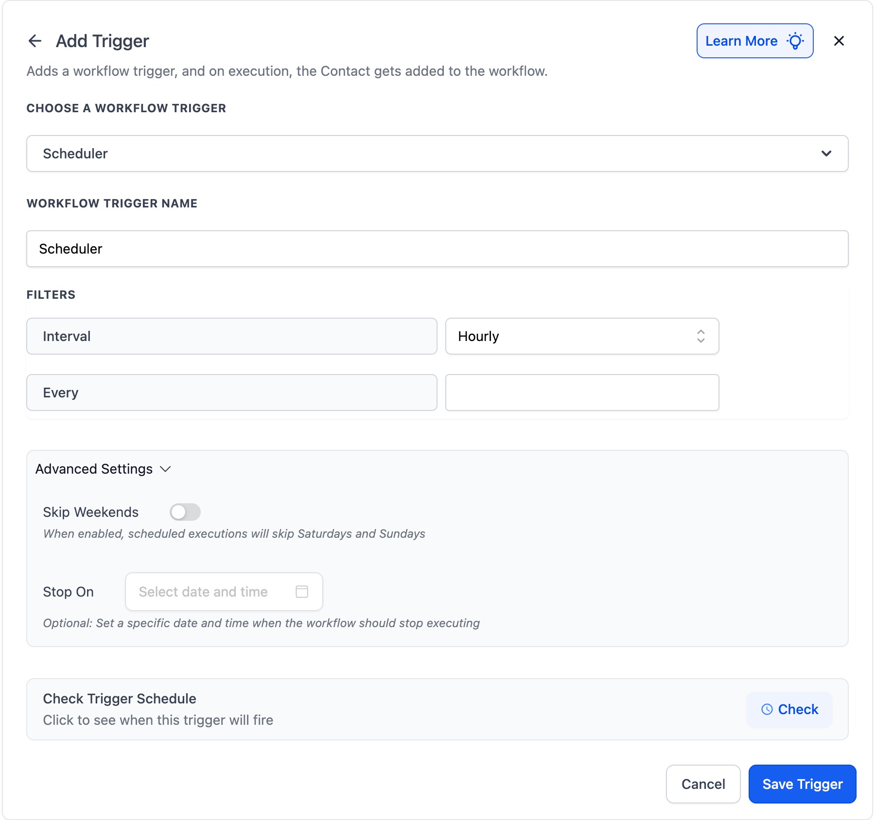 Scheduler setup