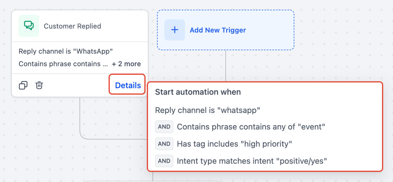 Details panel with full filters