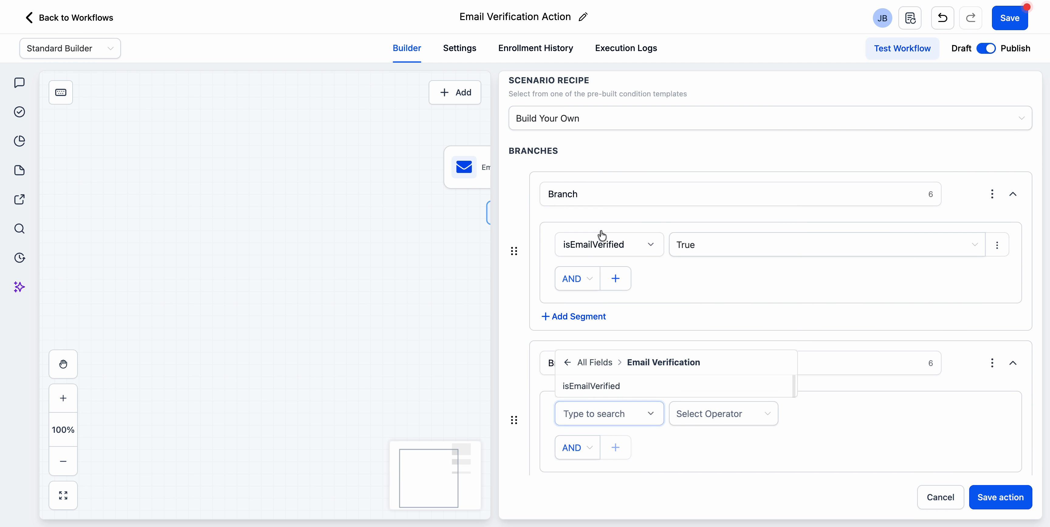 Condition configuration false branch