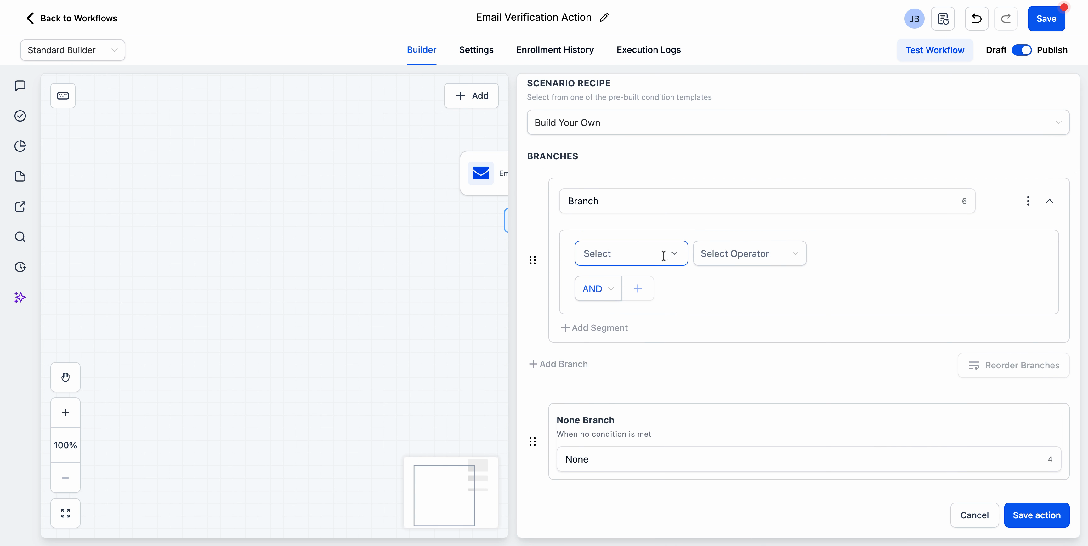 Select isEmailVerified condition field