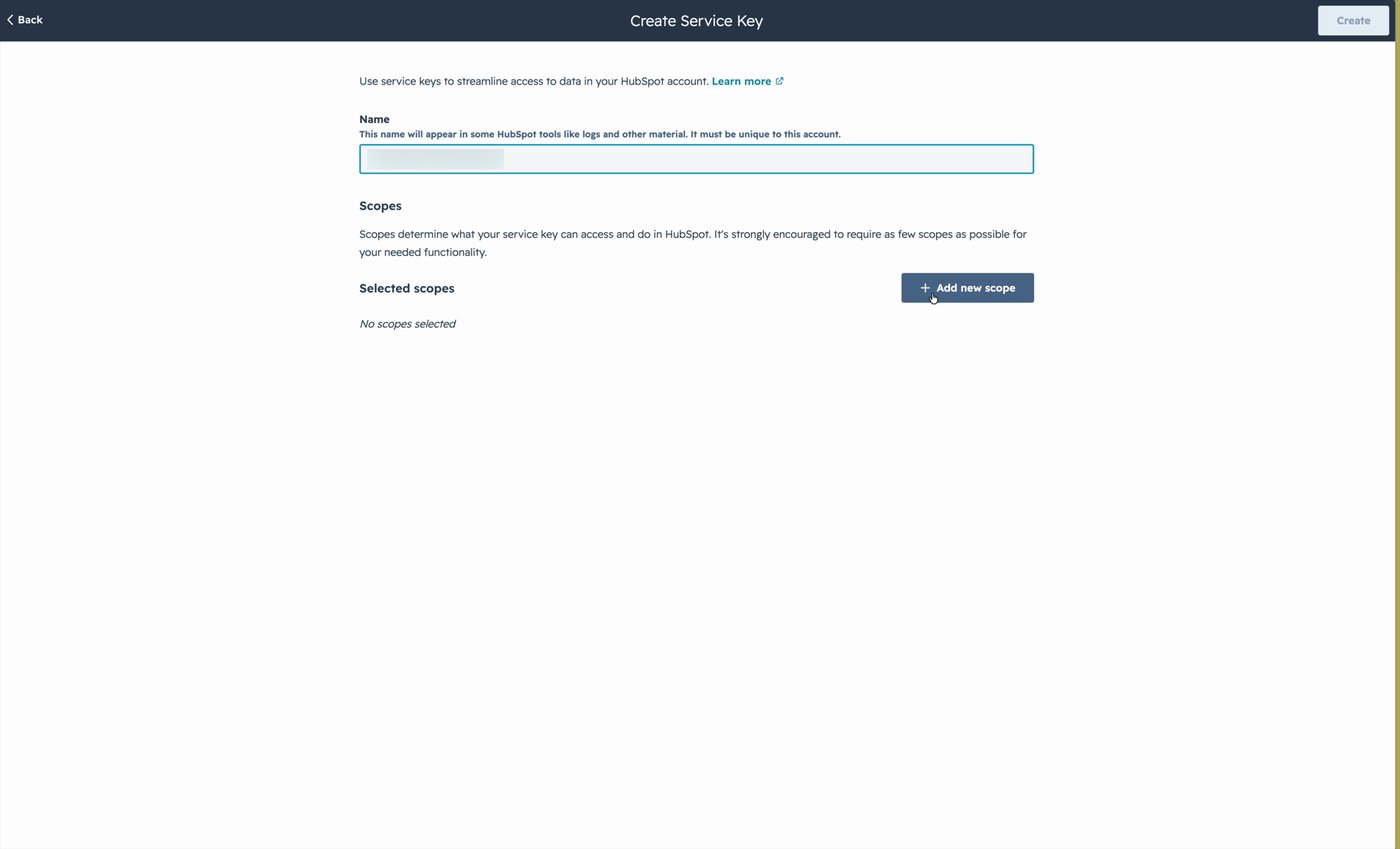 The Create Service Key form with a name typed in the Name field.