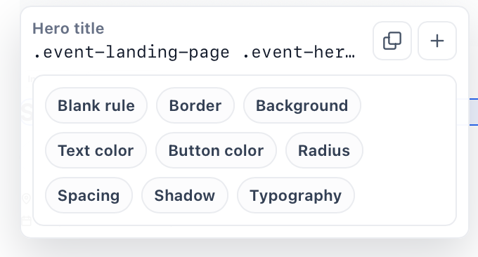Quick style presets menu showing options like border, background, text color, and typography
