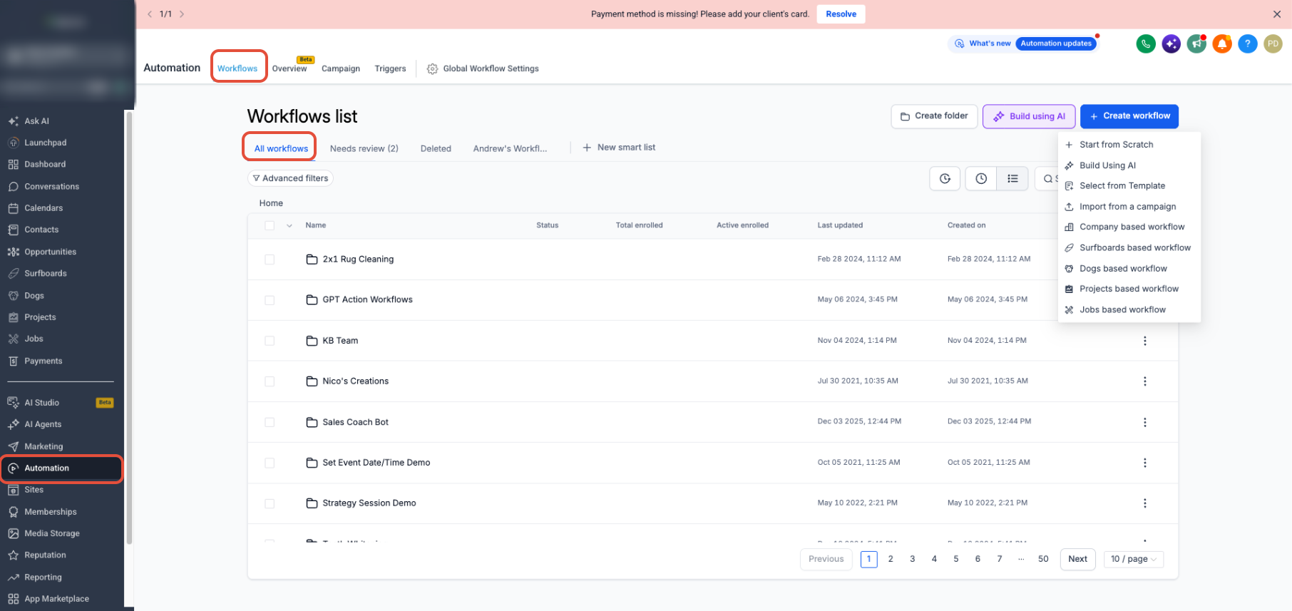 Workflow creation options for Voice AI outbound calling