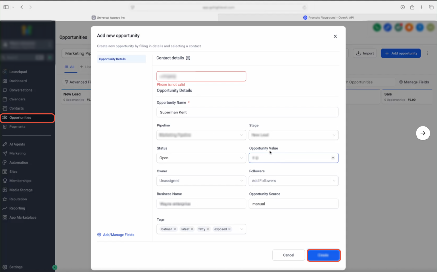 Using an MCP-connected AI client to access account tools