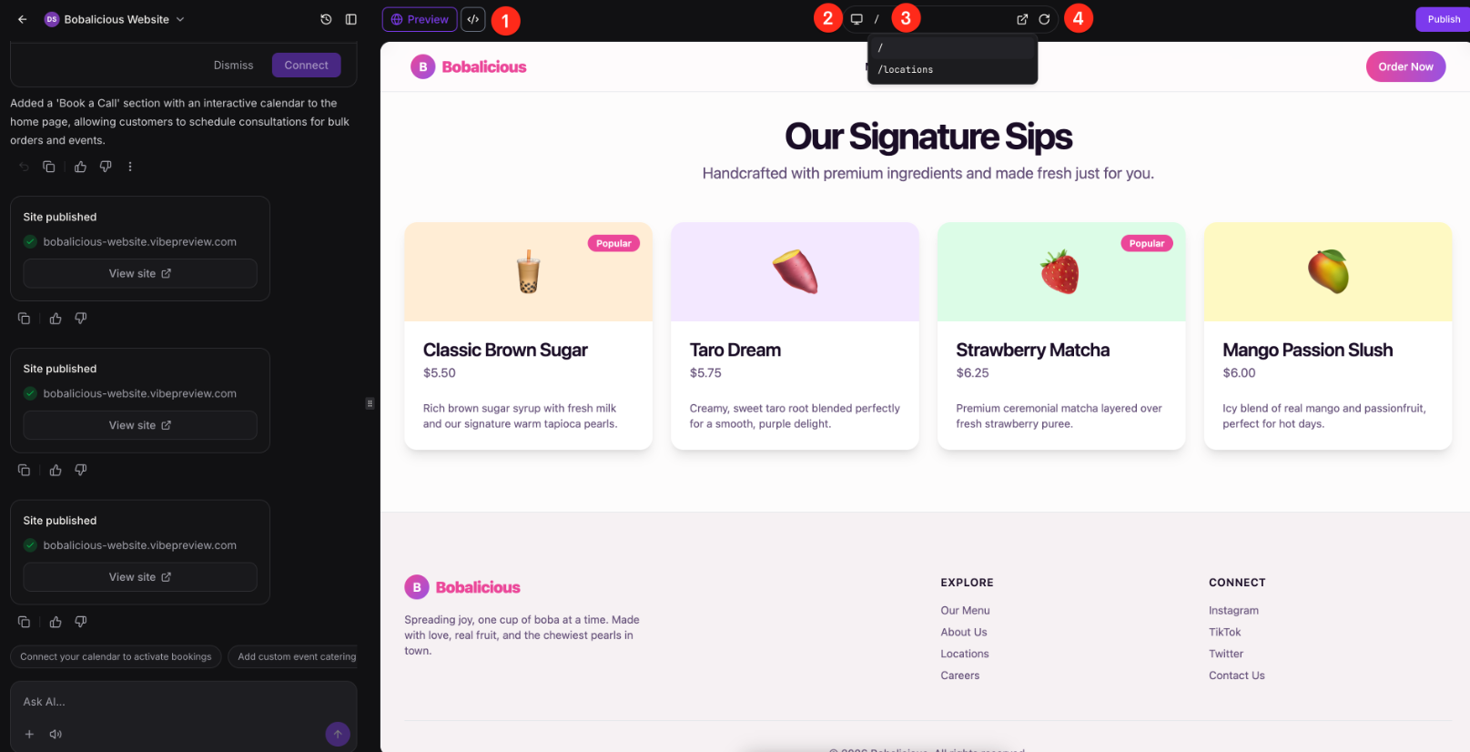 AI Studio project preview and conversational editing workspace