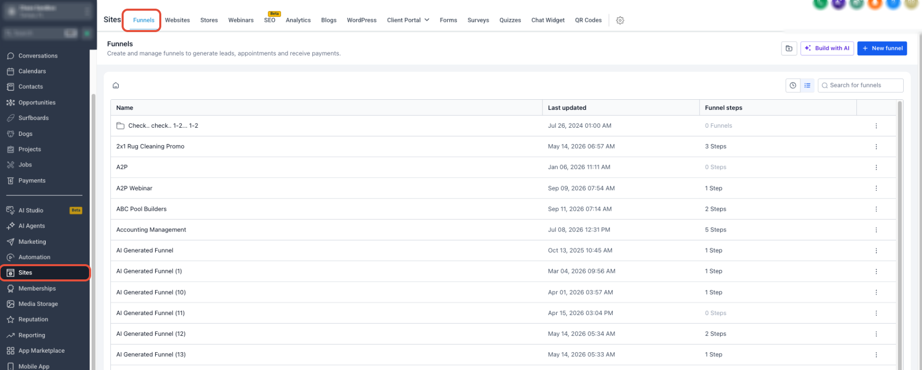 Funnel product configuration showing an imported product available for selection