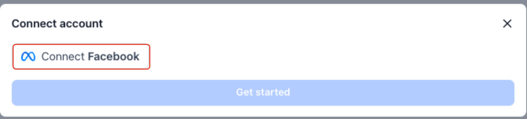 Ad Manager setup showing connected Meta ads account and Facebook Page