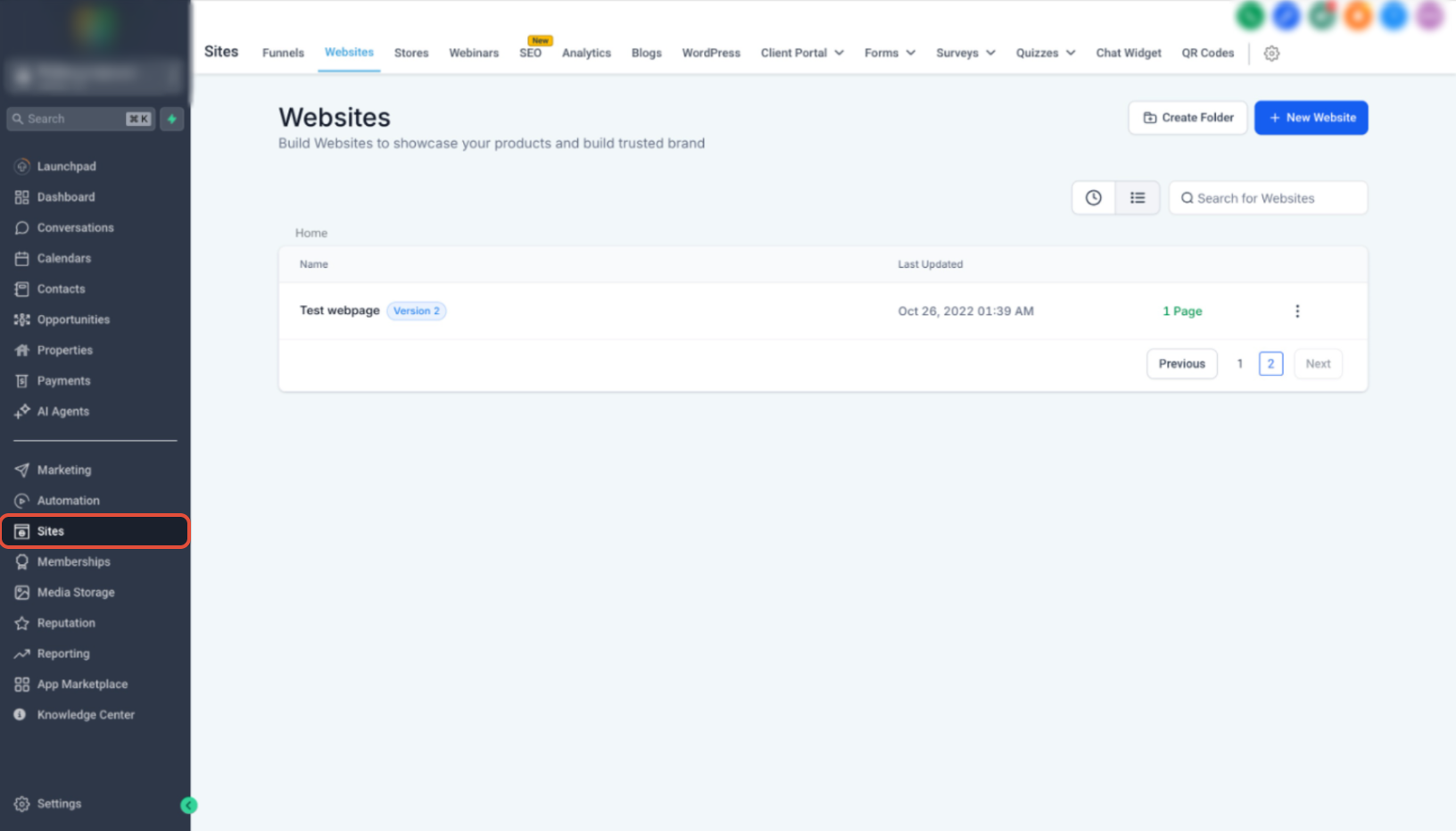 Website or funnel settings