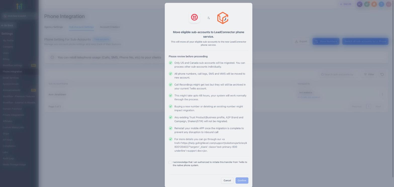 Bulk migration confirmation prompt
