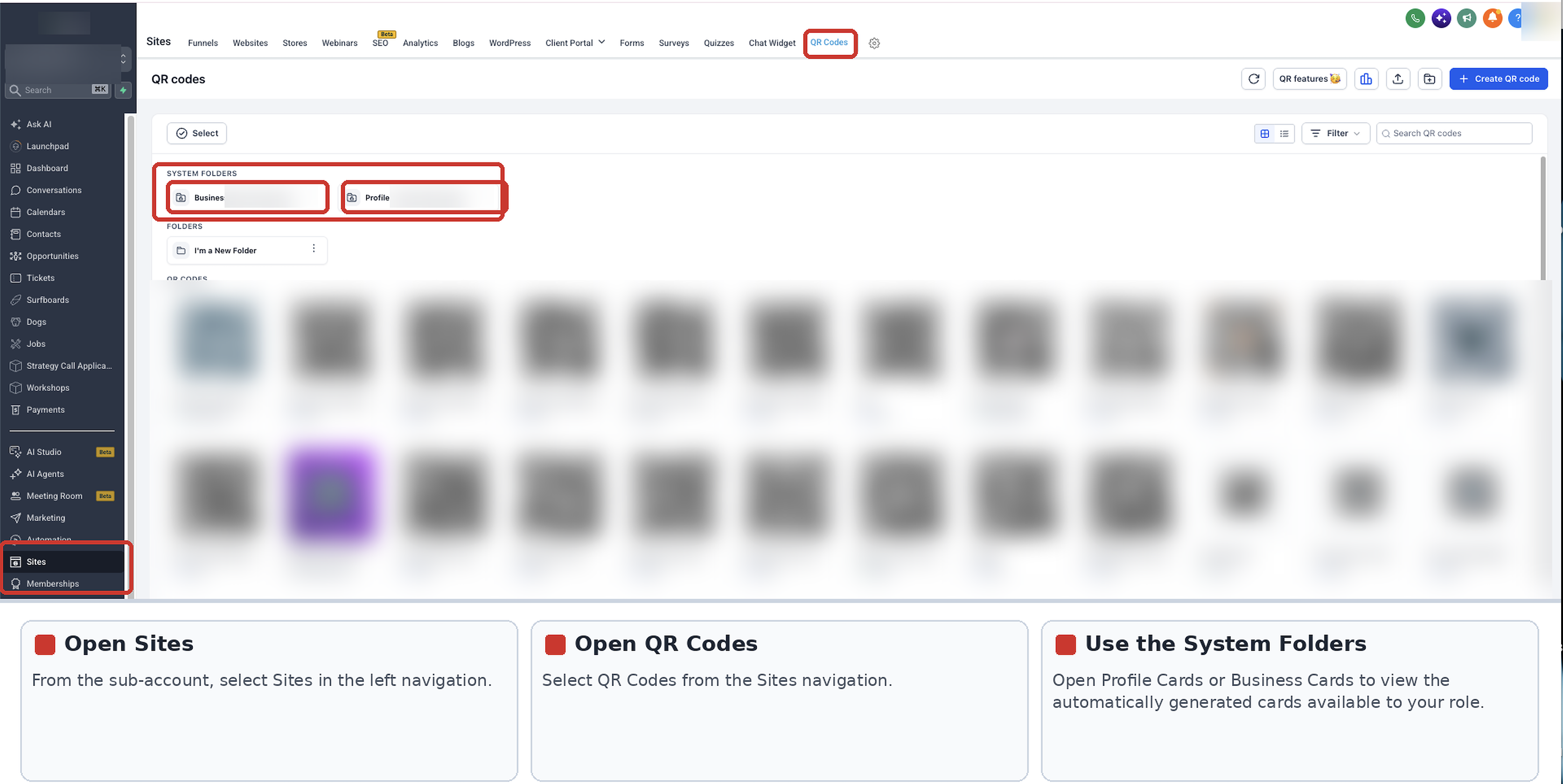 QR Codes System folders for Profile Cards and Business Cards