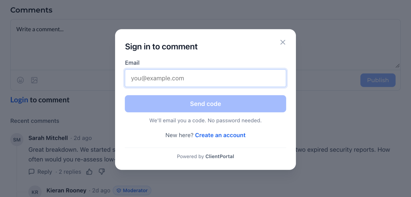 Sign in to comment window