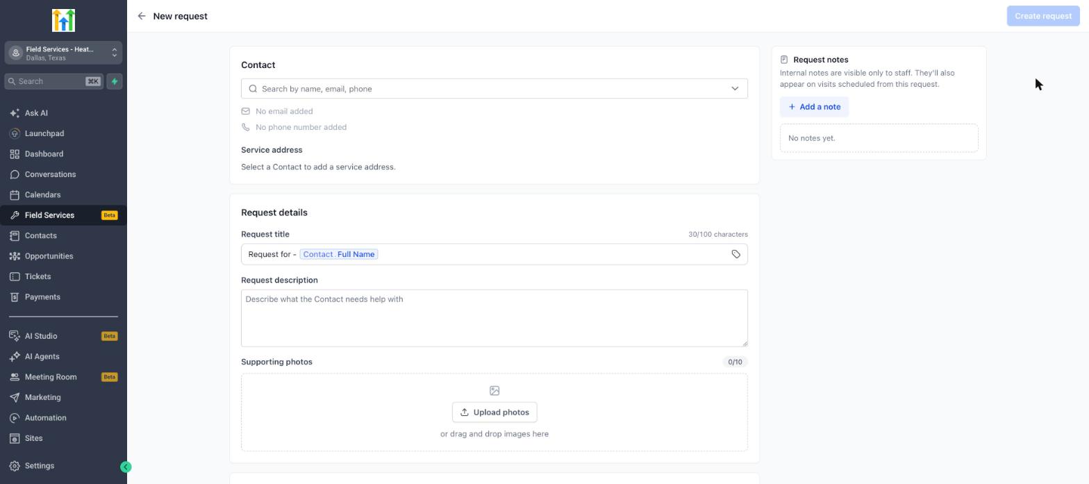 New request form