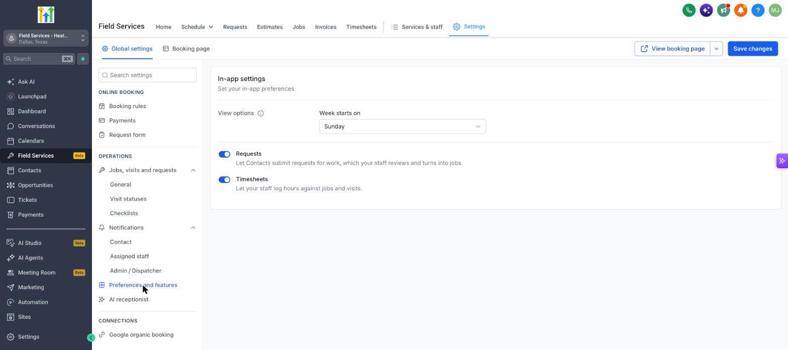 Preferences and features