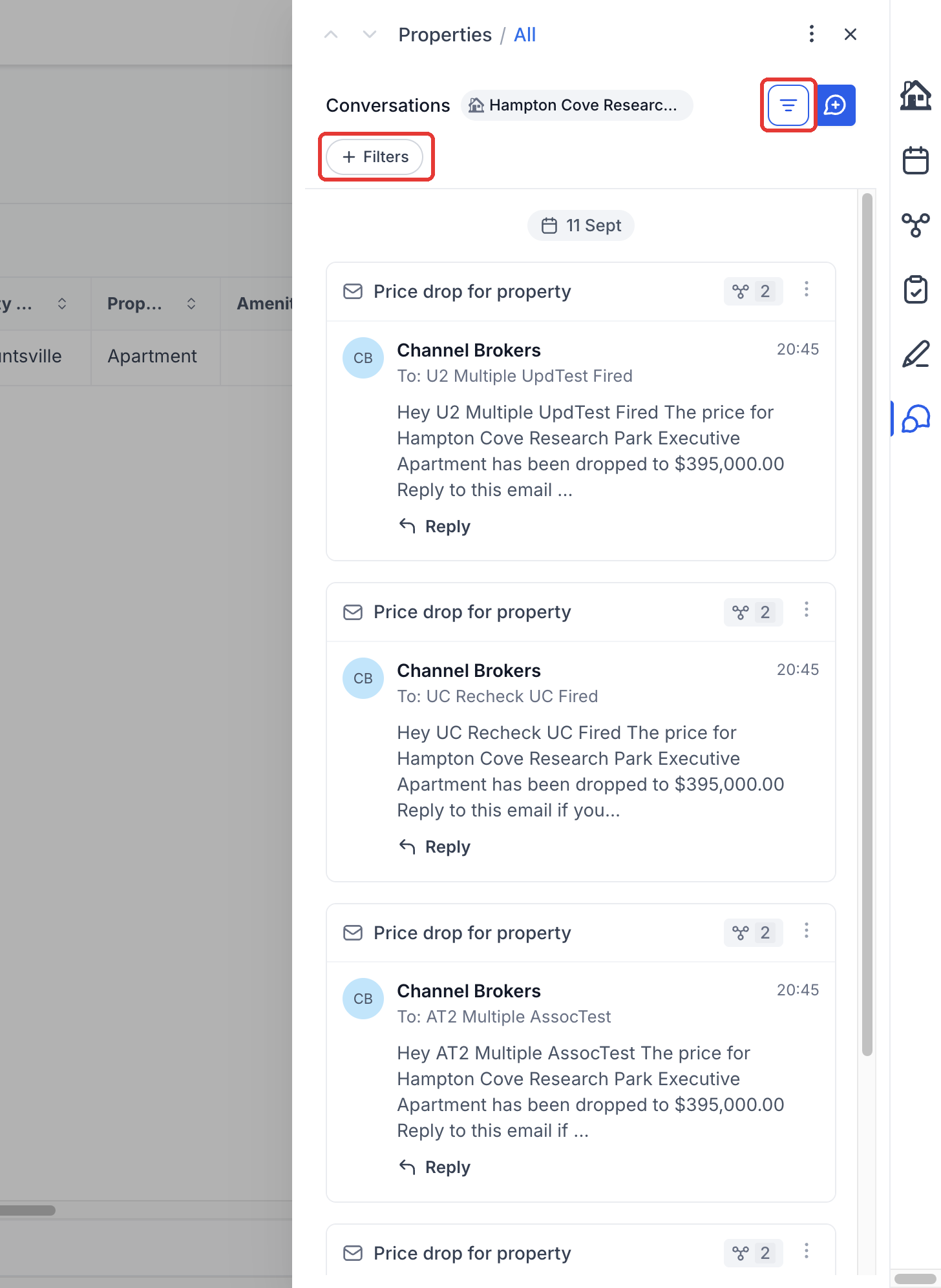 Step 2: Use the filter icon to narrow the feed by Contact or Channel.