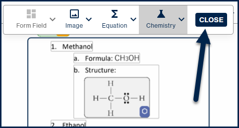 The "Close" button in the sub-toolbar is highlighted.