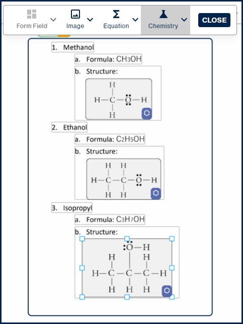Screenshot showing the chemistry in the list has all been marked as chemistry.