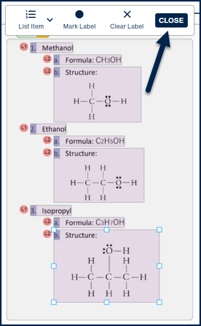 The "Close" button, in the sub-toolbar, is highlighted.