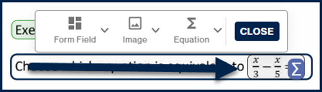 A parent container is open and the "Sum" symbol is highlighted, indicating that the inline container is an Equation container.