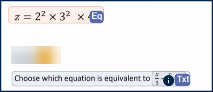 Screenshot showing two formulas in the page view.  One is on its own and the other is in a paragraph of text.