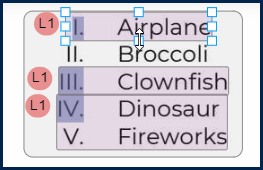 Screenshot showing the "Airplane" List Item resized.  