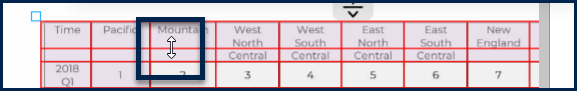 Screenshot showing an extra row line in a table selected. 