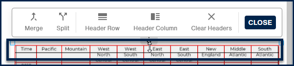 Screenshot showing the resize arrows and a new row separator is being moved.  