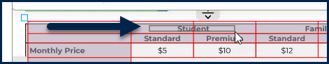 Screenshot showing the box being drawn to select cells to merge.  