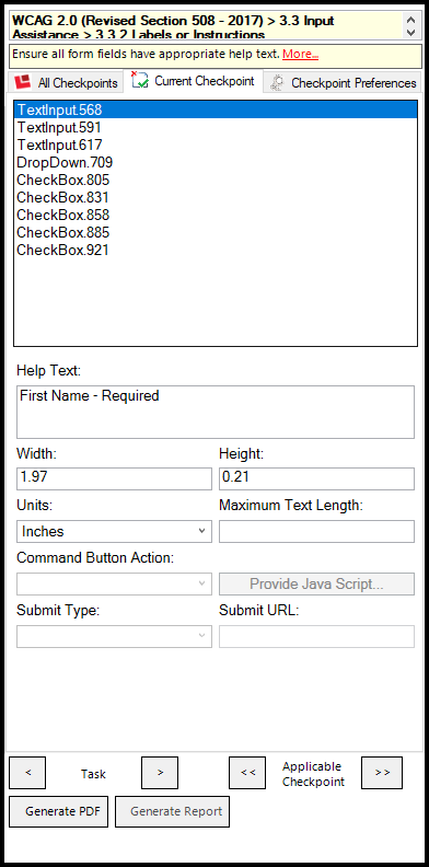The Form checkpoint in CommonLook Office.